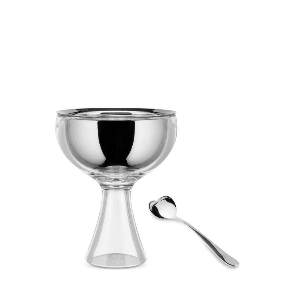 ALESSI BIG LOVE SILVER BOWL + SPOON